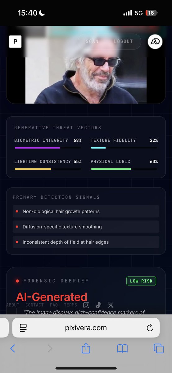 pixivera_ai's tweet photo. AI images are everywhere.
If a photo doesn’t look real, don’t guess verify it.
Scan it with Pixivera and know the truth in seconds.
#AI #Deepfake #Pixivera #FakeOrReal #CyberSecurity https://t.co/vHemaGtZy1