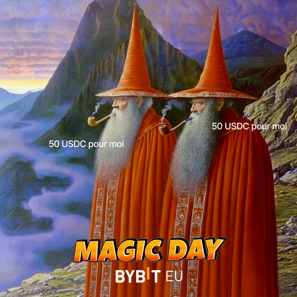BybitFr's tweet photo. Vous l’attendiez… il est de retour : LE MAGIC DAY ! 🎉
⏰ Jusqu’à jeudi minuit, chaque parrainage te rapporte 50 USDC, et à ton invité aussi.
Comment participer ?
- Like & RT ce post
- Follow @BybitFr
- DM-nous ton UID et ceux de tes filleuls
⚠️ Conditions d’éligibilité :
L’UID de tes filleuls doit avoir été créé après la publication de ce post et avant vendredi.