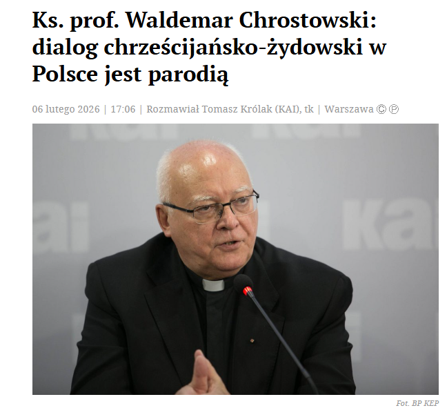 Ks. Chrostowski ma oczywiście rację, dialog Katolicko-Żydowski jest parodią, bo jest zbudowany na poglądzie, że Holocaust to nie zbrodnia, a metafizyczne i nadprzyrodzone wydarzenie. Niestety ciężko mi powiedzieć, czy Holocaust był straszniejszy od Wielkiego Skoku Mao (Zginęło od