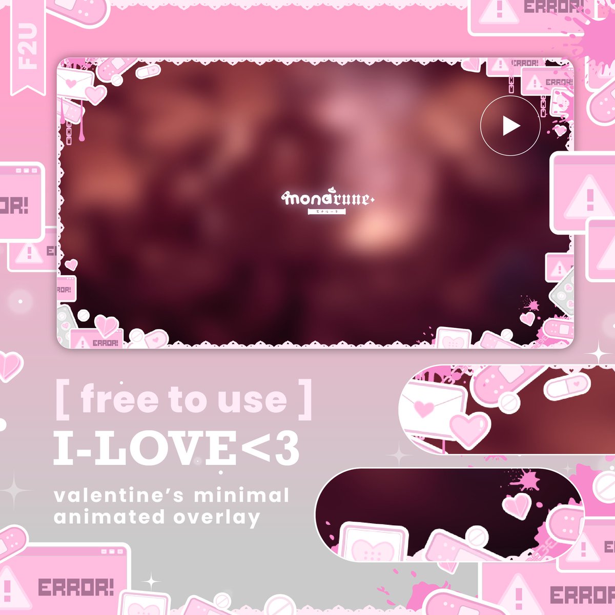[ Free to Use ] 

Hi guys! Here's it is. My first F2U for 2026!!
The minimal overlay for this Valentine which not that minimal much 💌🔪

🩷「 I-LOVE<3 」🩷

I wanna try some different vibes for the valentine concept so, I try the menhera/yandere and some digital windows on it.