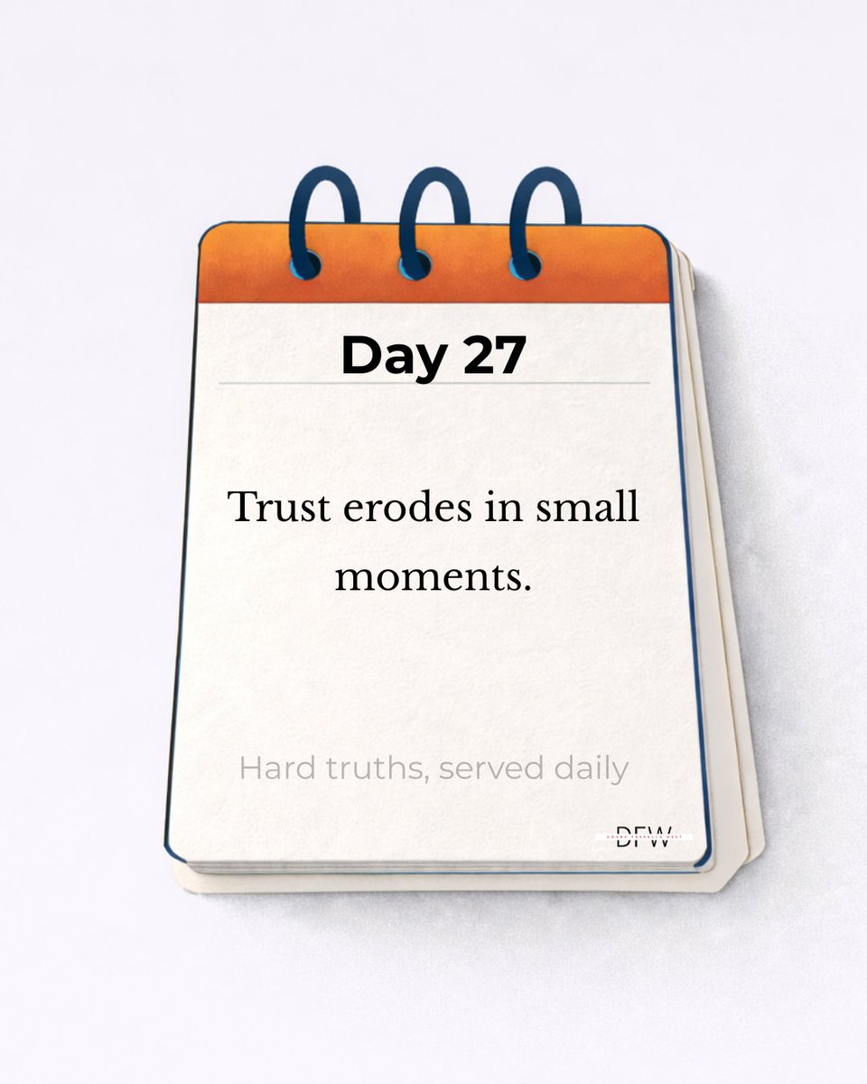 Day 27 | Straight, No Chaser

Trust erodes in small moments.

Missed follow-ups.

Vague commitments.

Unspoken expectations.

None feel big at the time.

But it all eventually adds up.

What small moment needs your attention today?