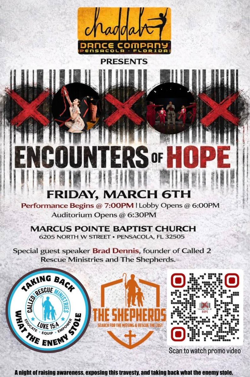 Susangb68's tweet photo. If you are around the Pensacola area March 6…it’s a great way to show your support for Called 2 Rescue. #UntilEveryoneisFree #C2R #Pensacola #ChaddahDance https://t.co/ZHaJ77hzc0