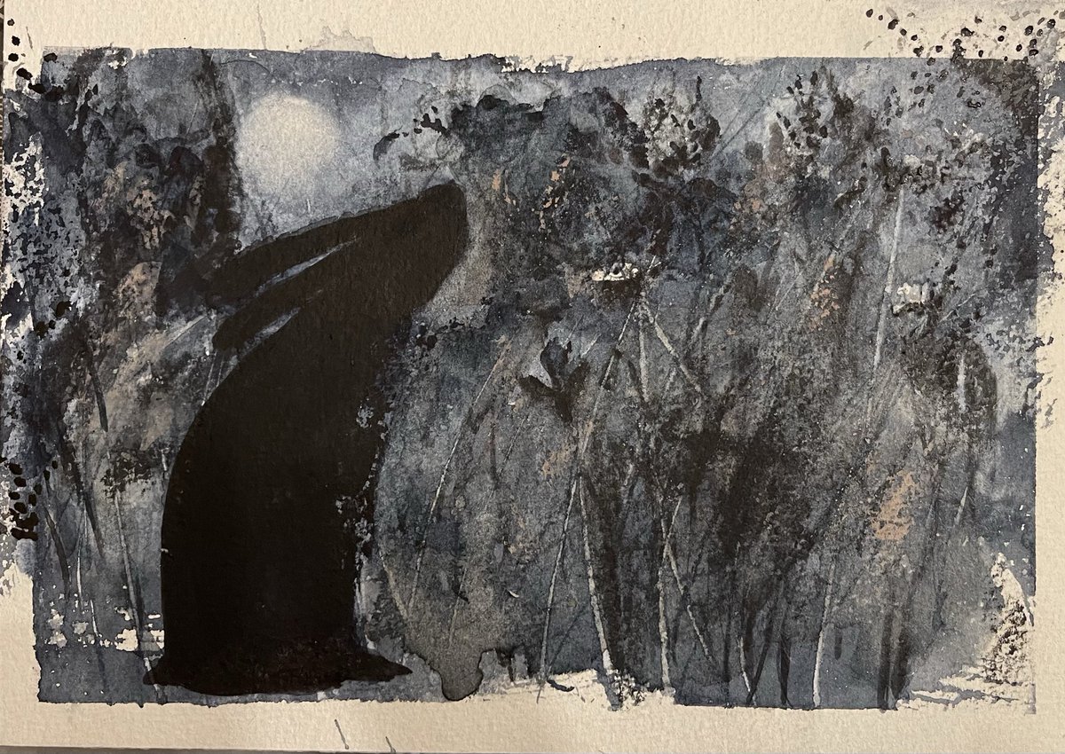 THUNTER_x's tweet photo. My first painting in watercolour 2026 
Blue Moon 5x7 Postcard size 
Donating to @PAEartforacause 
#watercolour #painting #BlueMoon Will be on her way soon to the Netherlands. 
🤍
Ps. No black was used in this watercolour painting. 🩵 https://t.co/ohFPk6xugX