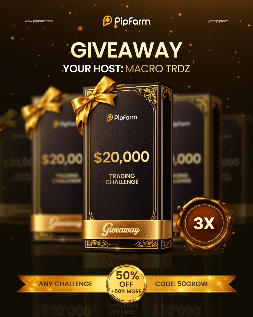 🚨 PipFarm Giveaway Alert! 🚨

$60k up for grabs.

We’re giving away 3 × $20,000 Accounts

🟡 Follow:
<a href="/thepipfarm/">PipFarm | Funded Trader Firm</a> | @jamesglyde | <a href="/MacroLeveraging/">Macro TRDZ</a> 

🟡 Like ♻️ Repost 🔖 Bookmark

🟡 Tag 3 trader friends

🟡 Register: app.pipfarm.com

Winners in 72 hrs.