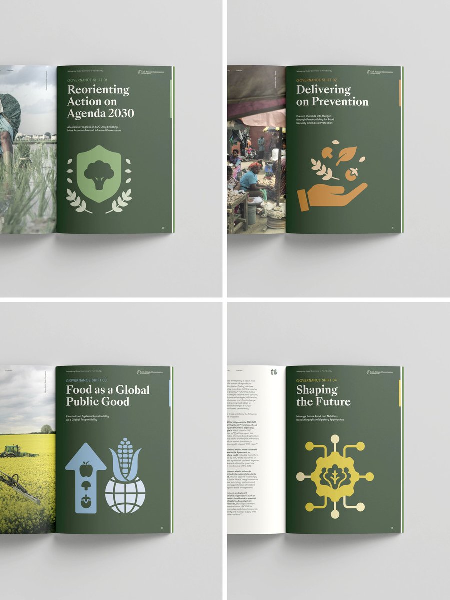 Designed for the Kofi Annan Foundation, Reimagining Global Governance for Food Security report translates complex policy into a clear, engaging visual narrative. The design uses a modular system to guide readers through four key governance shifts.
#reportdesign #graphicdesign