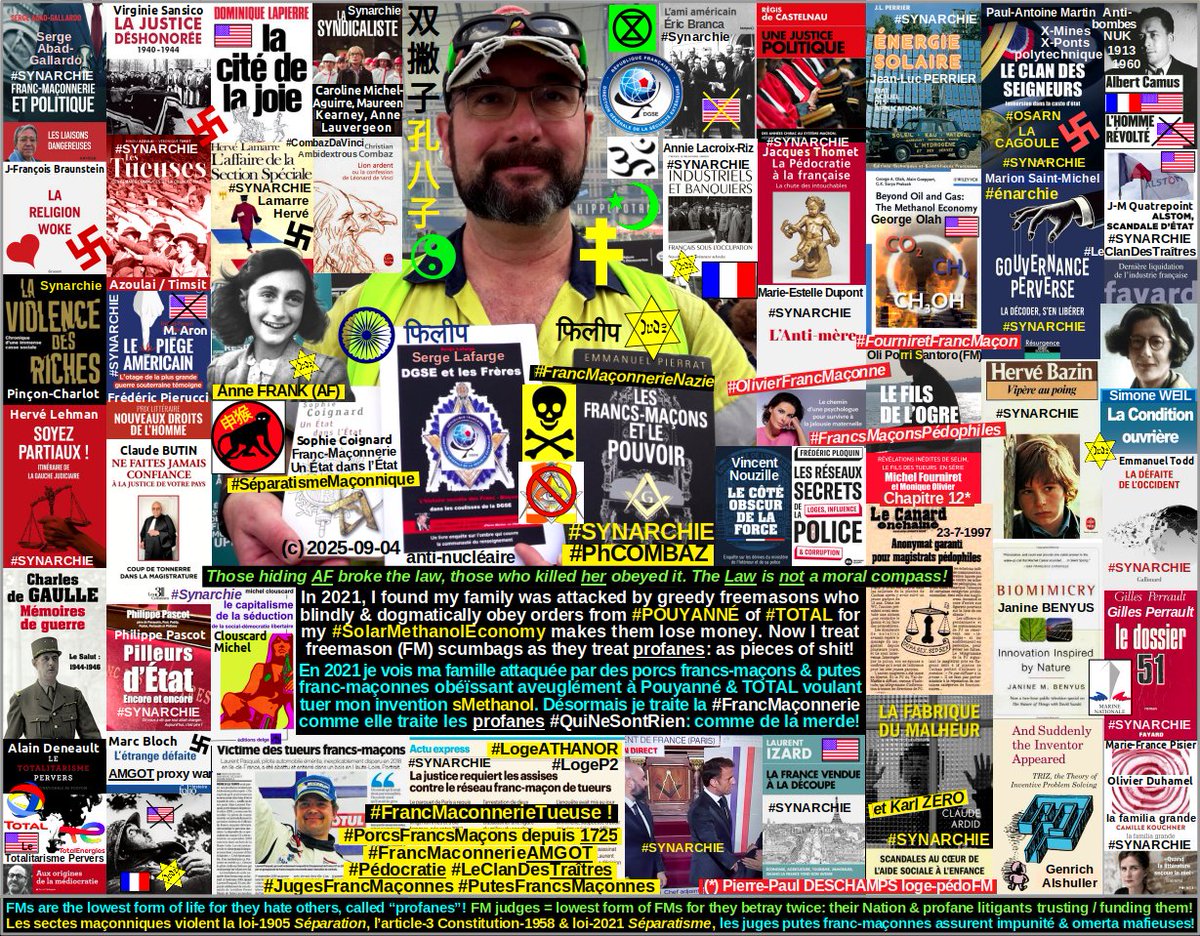 SolarMethanol's tweet photo. 👽 #LelandaisFrancMaçon: merci #KarlZÉRO pour ton courage!
👽La #FrancMaçonnerie = #SectePédophile: lire #JacquesTHOMET #LEnversDesAffaires #ClaudeARDID #ASEgate #LeFilsDeLOgre #FourniretFrancMaçon #GODF...
👽Chaque #JugeFrancMaçonne #PuteFrancMaçonne est complice de #Pédocratie! https://t.co/JfSsQ90PWz