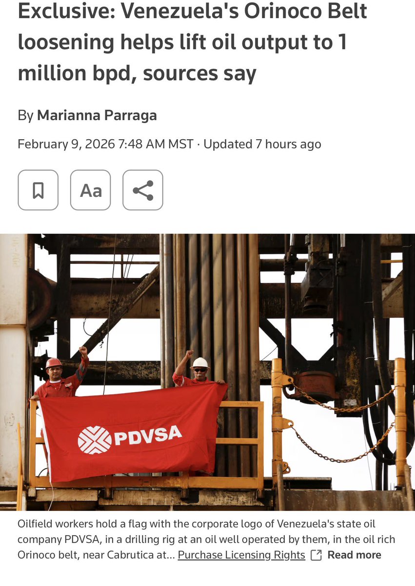Venezuela over 1 million bpd again. 
“The Orinoco region is now producing slightly over 500,000 bpd after increases over the weekend at several projects”