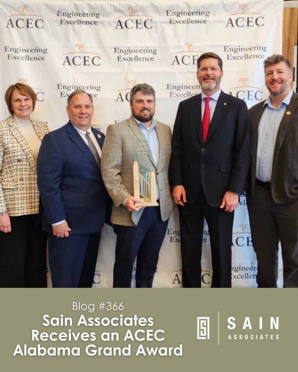 We are proud to receive an Engineering Excellence Award in the Transportation category from <a href="/ACEC_Alabama/">ACEC Alabama</a> for the Old Tuscaloosa Widening and Turbo Roundabout Project in partnership with Jefferson County Department of Roads and Transportation. Read more: sain.com/sain-receives-…