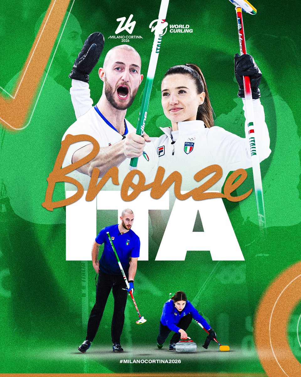 BRONZE FOR ITALY!!! 🇮🇹🥉

Stefania Constantini &amp; Amos Mosaner defeat Great Britain 5-3 in mixed doubles <a href="/Olympics/">The Olympic Games</a> curling 🤩

#Curling #Olympics #MilanoCortina2026