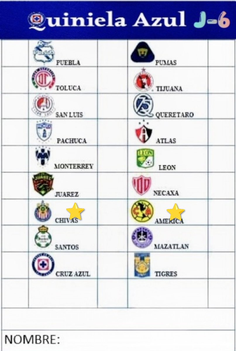 Quiniela J-6  
<a href="/Rachel77219/">Rach Romero Jurado 🌸💙🇲🇽</a>  <a href="/5olecito/">Sol Ayala</a> <a href="/_doorsiana/">Doorsiana</a> <a href="/Lady_Mariell/">♥️ M A R I E L ♥️</a> <a href="/DiMendez9/">Didier</a> 
<a href="/LUISVIL02513225/">LUIZ RAMZUL 💙💛🍺</a>  <a href="/Danirocknrrol7/">Dani Timmy Rocknroll</a> <a href="/tnazulgrana/">Luis</a>  <a href="/cochilok74/">Isra Serralde Canterano 🏆🚂💙⚽️🐰👊🏻🤘🏻</a> <a href="/KingBernardJr/">Berno Rodríguez</a> 
<a href="/JuanJoseManjar4/">Juan Jose Manjarrez R.</a>  <a href="/LmZurdo6/">Luis, el Zurdo!</a> 
<a href="/Isco0510/">Pacman</a> <a href="/BRUJO87820266/">BRUJO</a> <a href="/Roberto35681453/">Roberto Hernández</a> <a href="/azul9556/">gabriel salas</a> <a href="/manuel_bolio/">🏆🏆🏆🏆🏆🏆🏆🏆🏆🇲🇽🚜🌽🏈⚽️🚂🏀🏎</a> <a href="/cesar_cast53868/">Cesar Castillo</a>