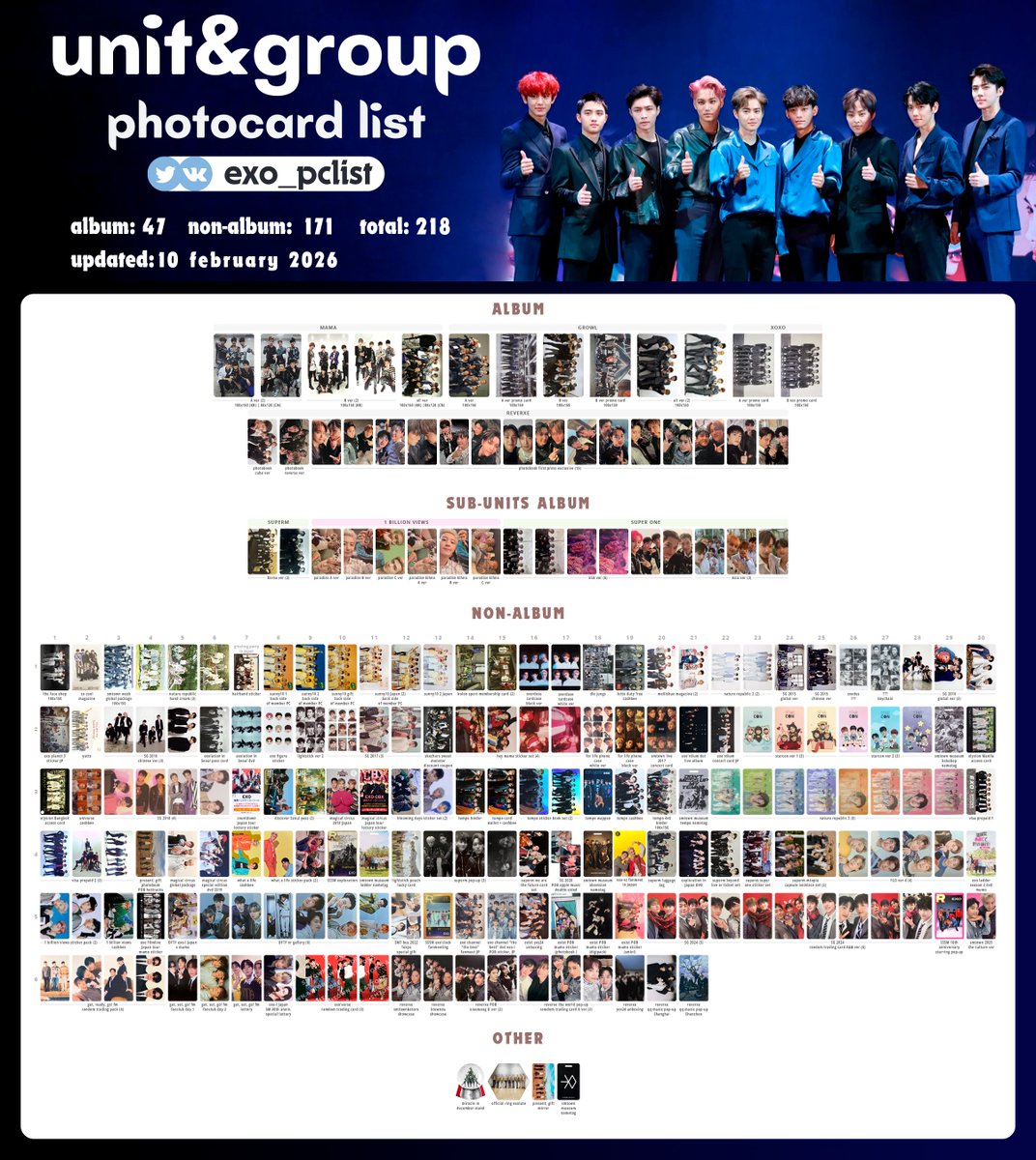 cheonnyeoオーダーページ EXO UNIT & GROUP ALL PHOTOCARDS LIST / TEMPLATE UPDATE full size