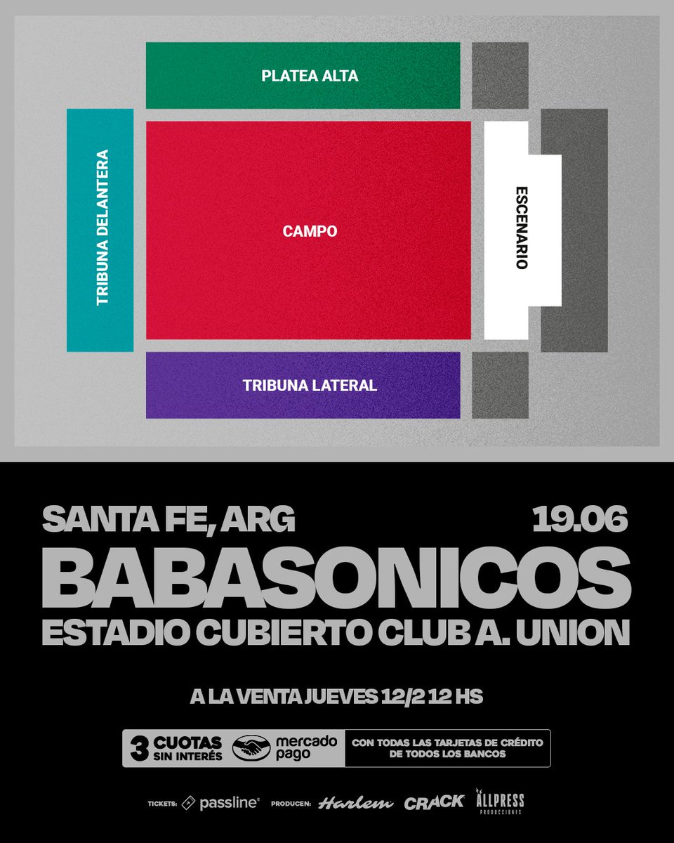 LLEGA @BABASONICOS A SANTA FE 🛐 La ciudad lo pidió, ahora toca vivirlo 🌉

El viernes 19 de junio en el Estadio Cubierto del <a href="/clubaunion/">Club Atlético Unión</a> 🏟️

A LA VENTA JUEVES 12/2 A LAS 12 HS EN HARLEM.COM.AR 🎟️

¡3 CUOTAS SIN INTERÉS! 💳 Con todas las tarjetas de crédito de todos los