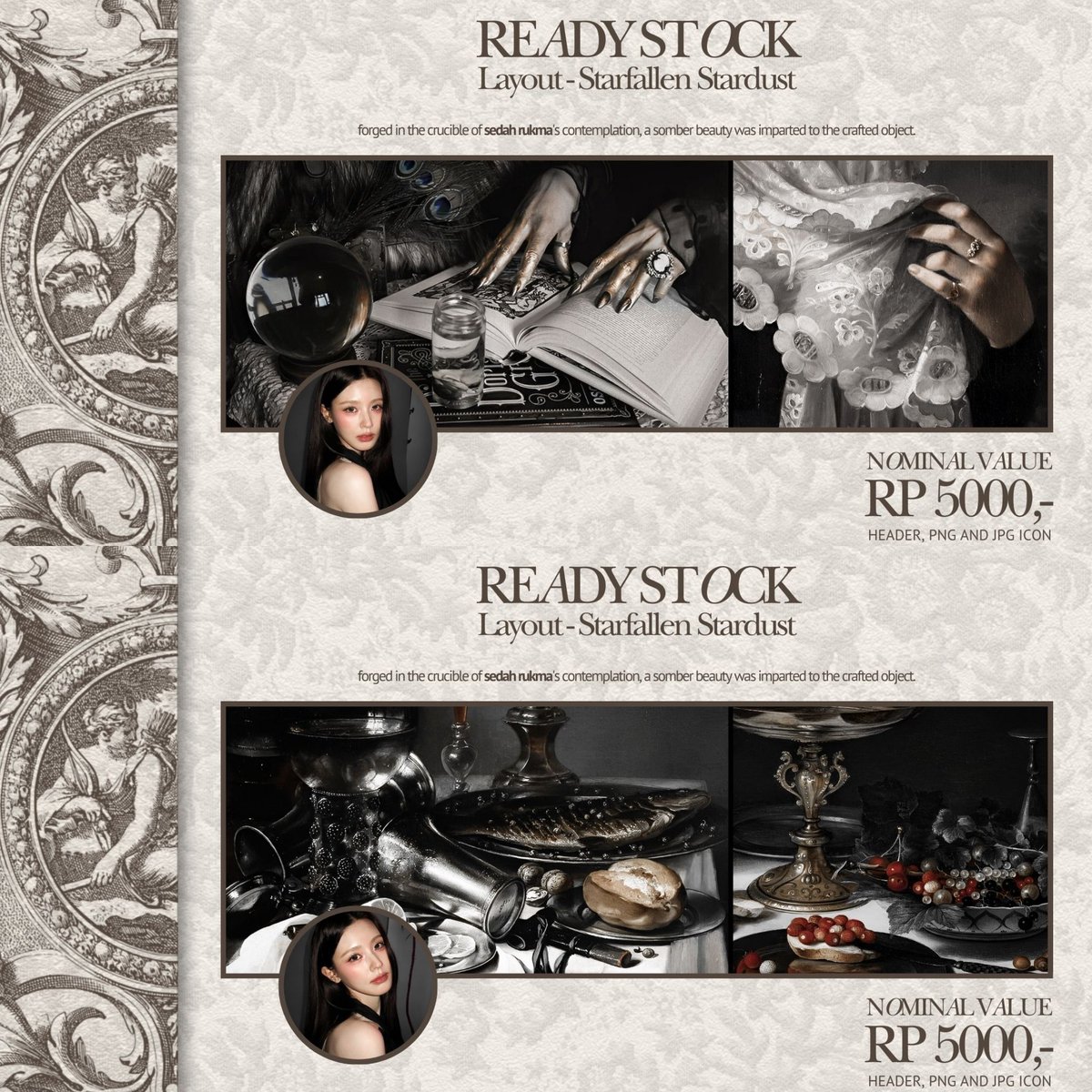 sedahrukma's tweet image. Help rt/repost? Thank you!

New drop layout - Miyeon, priced at RP 5,000,-/each includes png and jpg icon. Don’t hesitate to knock my DM if you’re interested.

#zonauang #zonajajan