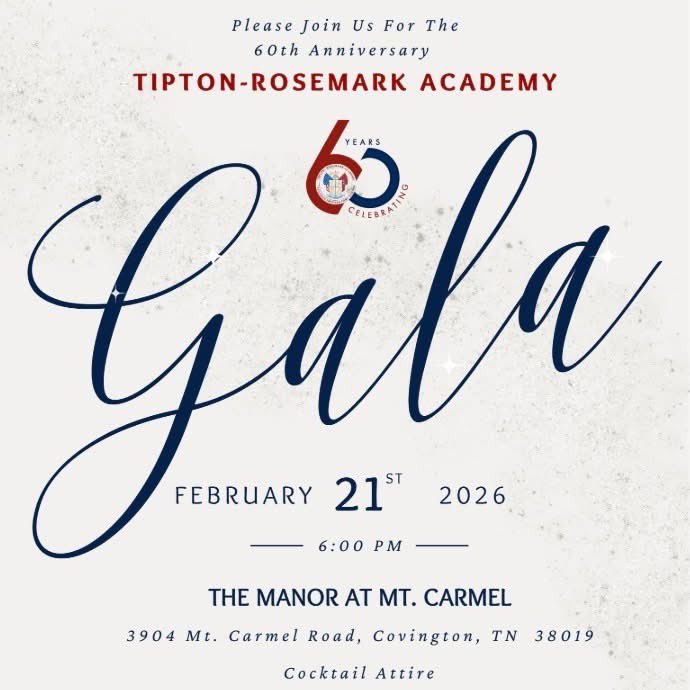 Join us for a great night celebrating 60 years of TRA!!  Get a ticket or table today!  

tiptonrosemarkacademy.net/60th-anniversa…