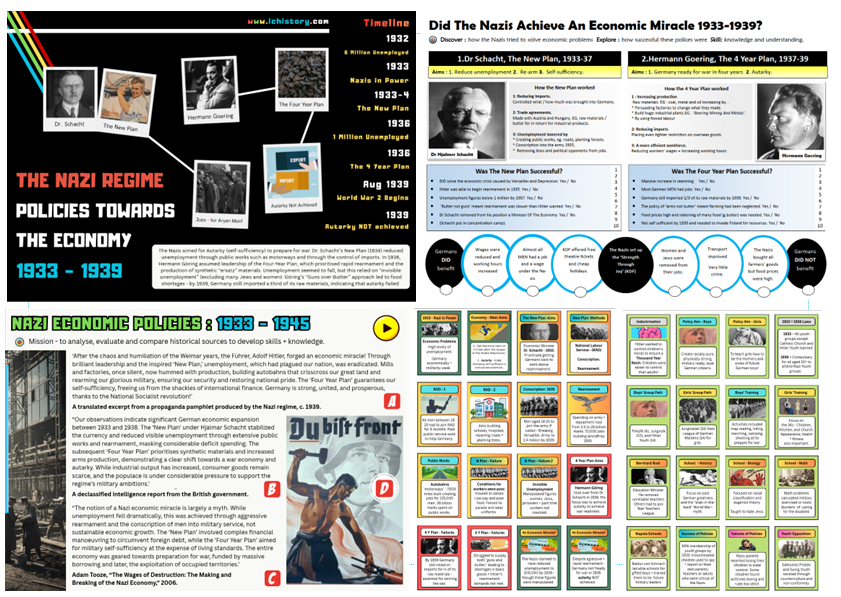 icHistory's tweet photo. Hi teachers ... new history lesson resources. This week, I have the Nazi Regime: Focus question = Did the Nazis Perform an Economic Miracle? Also included are helpful revision cards. #hisitoryteacher Convenient PDF download here - https://t.co/e9kvlAm7ke https://t.co/PiASNIPTUz