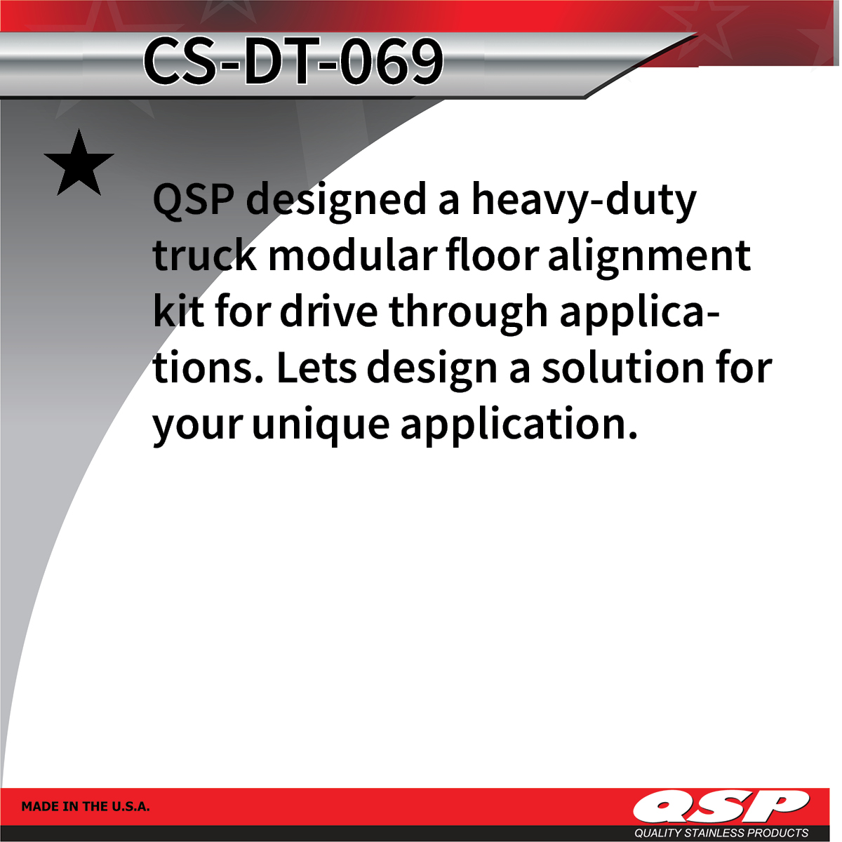 QualStainlessPr's tweet photo. CS-DT-069
QSP designed a heavy-duty truck modular floor alignment kit for drive through applications. Lets design a solution for your unique application. https://t.co/WUr7RzSxwl