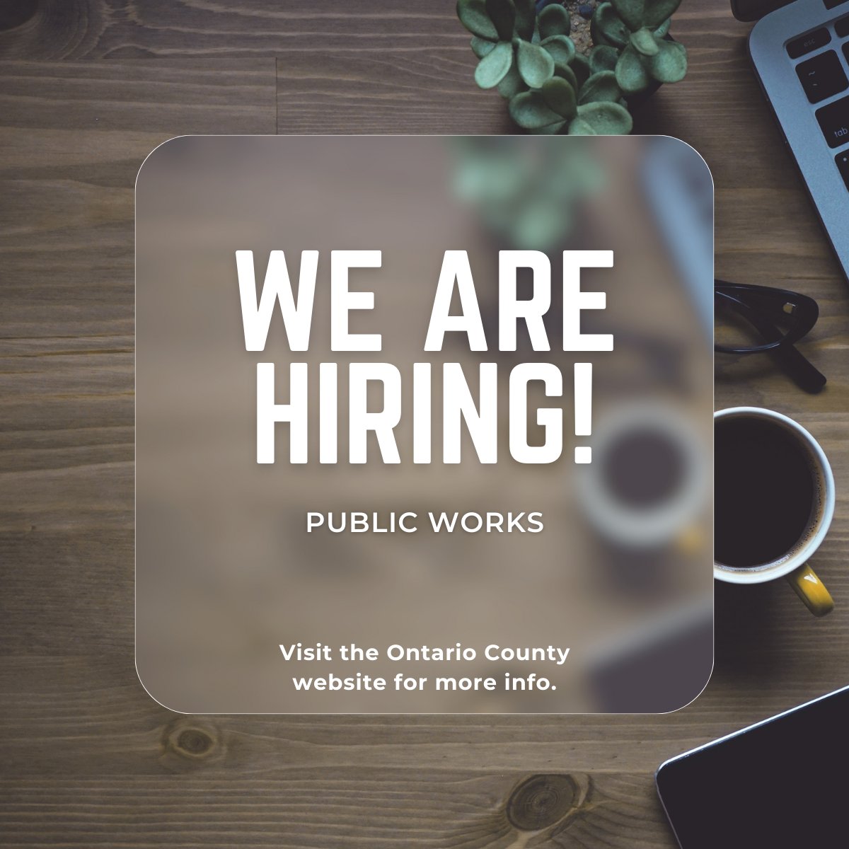 The Ontario County Department of Public Works is currently accepting applications for the position of Public Works Intern for the summer. A description of the position and how to apply is available at the following link: ontario-portal.mycivilservice.com/jobopps.

 #OntarioCountyNY #PublicWorks