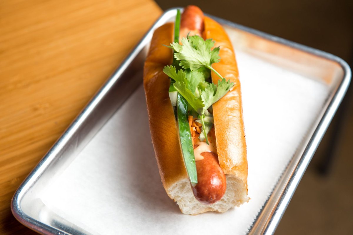 Experience a flavor explosion at Haute Dogs with our bestselling Banh Mi! Don't just take our word for it, it's the most awarded + talked about Haute Dog from our kitchen! 🌶️🥕🥒 

#HauteDogs #BanhMi #washingtonian #foodnetwork #hotdogs