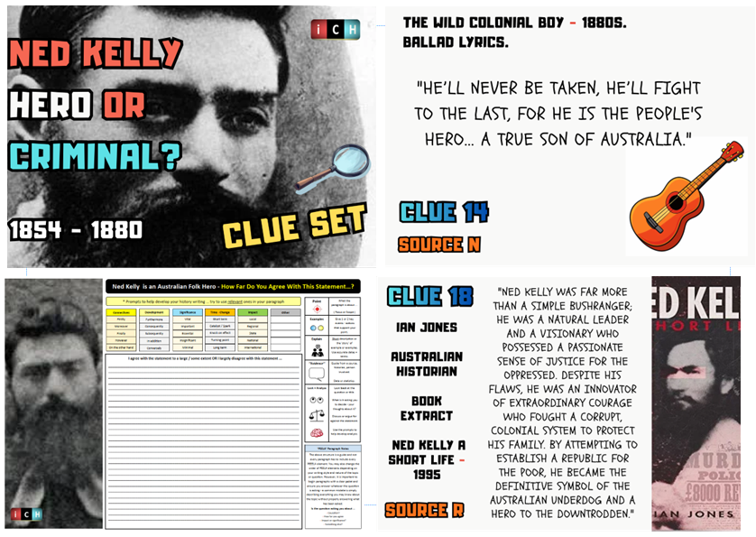 icHistory's tweet photo. Hi teachers ... a new history investigation/detective-type lesson about Ned Kelly. 24 clues with supporting activities. #historyteacher Free convenient PDF download here - https://t.co/e9kvlAm7ke https://t.co/6f0pCxlsSX