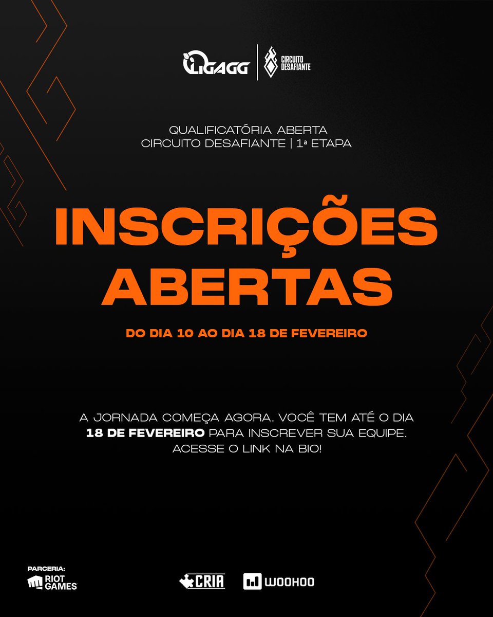Chegou o seu momento, a hora é agora!

Inscrições abertas para a Qualificatória do Circuito Desafiante!

👉 Se inscreva aqui
forms.gle/1k5N7hbQDh4fJ3…
🚨 Vagas limitadas.