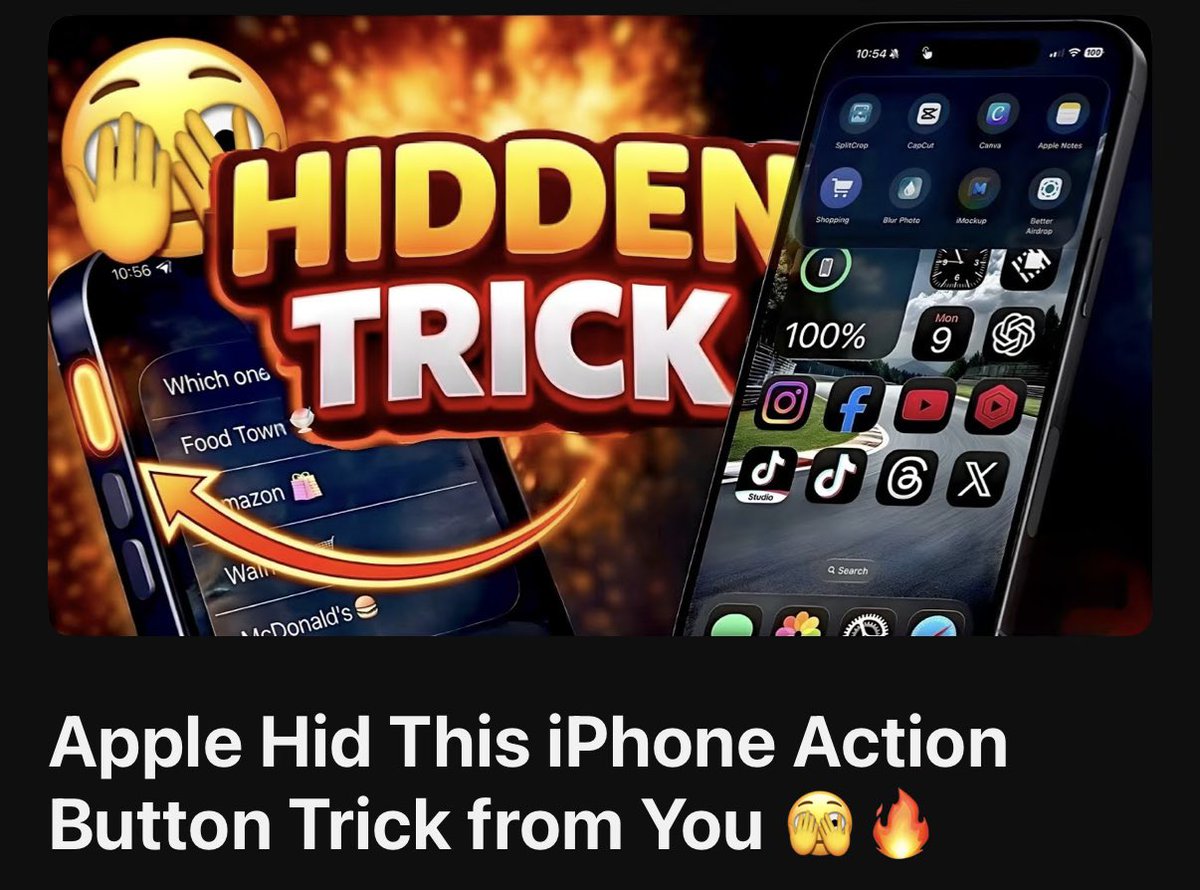 MrNobleTV's tweet image. Whoa 😳 - Did you know your iPhone Action Button has some cool hidden features?

This trick lets you create custom multi-step actions with just one press.

Watch the full tutorial here 👉 youtu.be/9vOhYLQZBR8?si…

#iOS26 #iPhoneTips #ActionButton #MrNobleTV