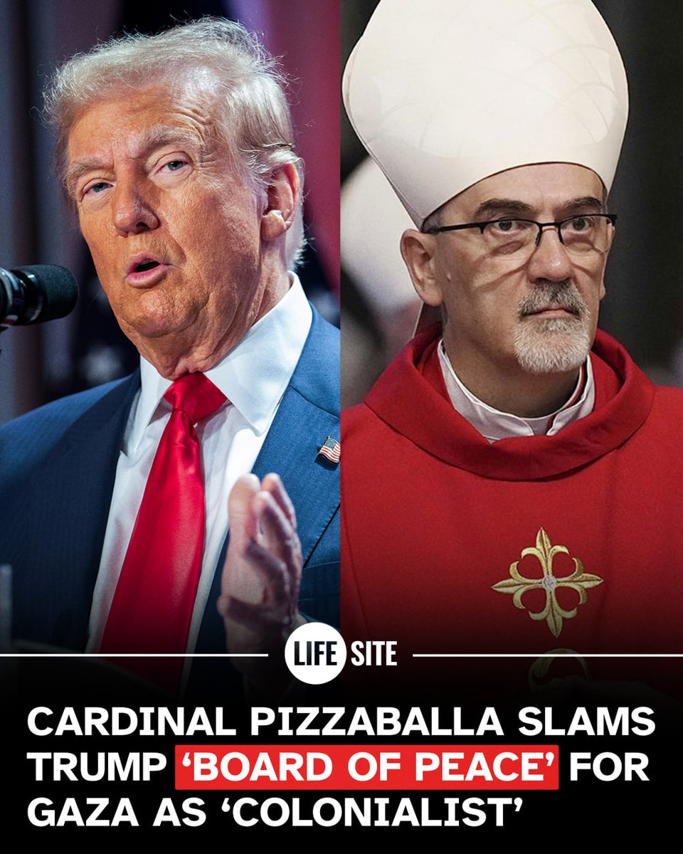 LifeSite's tweet image. Cardinal Pizzaballa says Catholic Church should not take part in Trump’s Gaza “Board of Peace.”

lifesitenews.com/news/cardinal-…