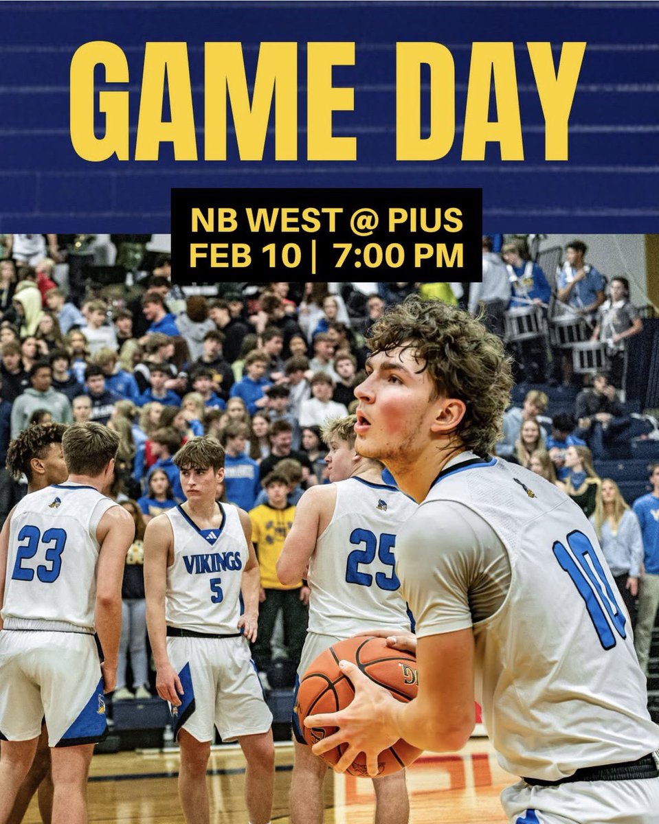 🚨 GAME DAY 🚨

Vikings on the road tonight at Pius.

Hostile gym. Big moment. Must win.

Road raid mentality.
Next play. Next stop. Next bucket.

Let’s go handle business. 🏀💪

#Vikings #MustWin #LockedIn