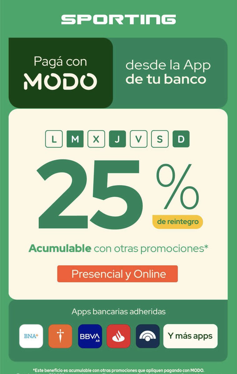 tbdescuentos's tweet image. Cupón extra para usar en Sporting 

#sporting #cupon #argenrina