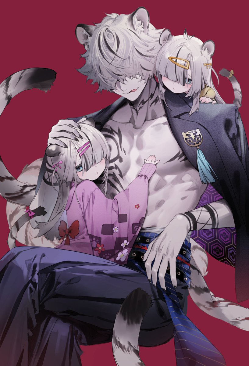 目隠れは好きを拗らせすぎてオリジナルでも頻繁に描けないけど虎パパは久々にしっくり来たデザインだからもっと描きたいね… 
