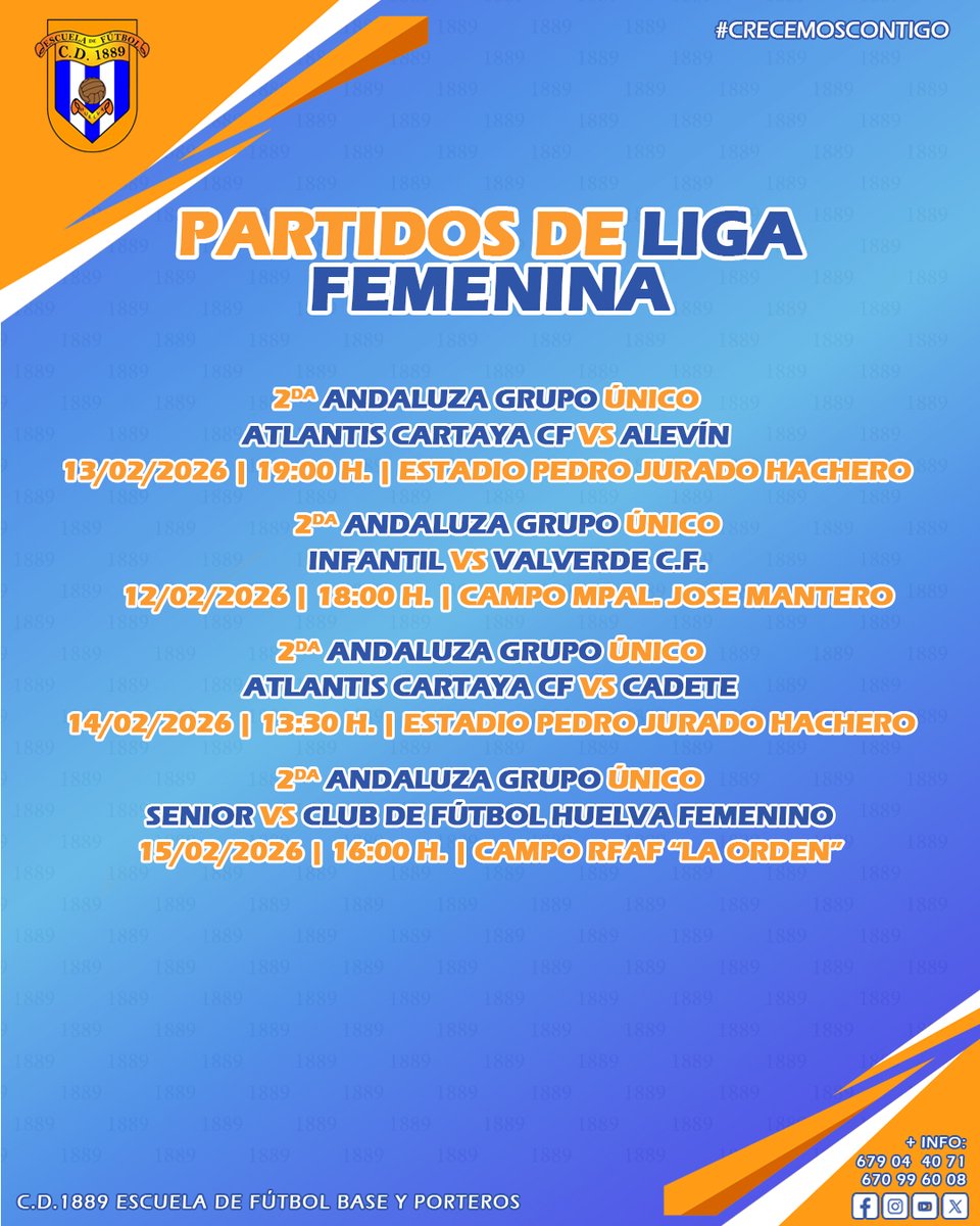 cd1889's tweet image. PARTIDOS DE LIGA | Nuestras chicas ya tienen horario para su jornada de #PartidosOficiales. ⚽🔝

#Vamos89 🔵⚪️🔵

#Somos1889 #FutbolBase #crecemoscontigo
#FormandoEnValores