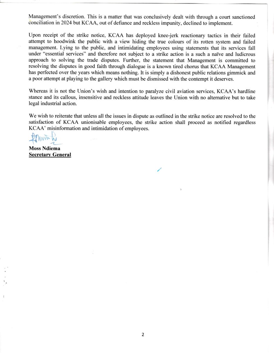 Kenya Aviation Workers Union tweet media
