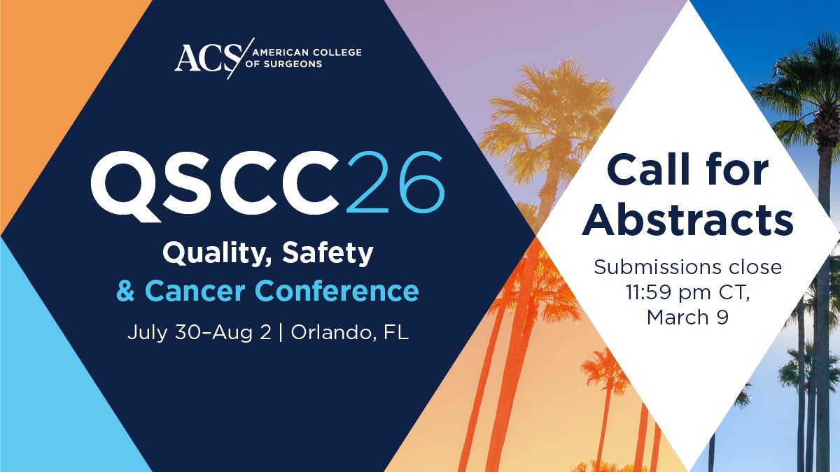 AmColSurgCancer's tweet photo. โจ Innovation, collaboration, and better outcomes start here! Join peers at the Quality, Safety & Cancer Conference as we shape whatโs next in multidisciplinary care. Call for abstracts is open! See you in Orlando July 30-Aug 2 #ACSCancerPrograms
https://t.co/S9ADpJWMmd https://t.co/JfWT2y5By1