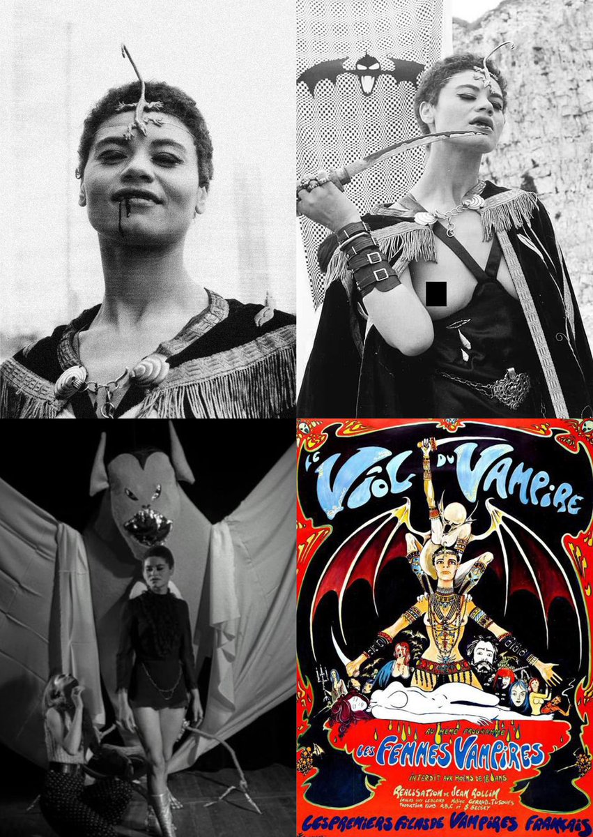 Thehorrorkid's tweet image. The first black woman to portray a vampire on screen. Jacqueline Sieger as Queen of the Vampires in Le Viol du Vampire (1968) 🖤