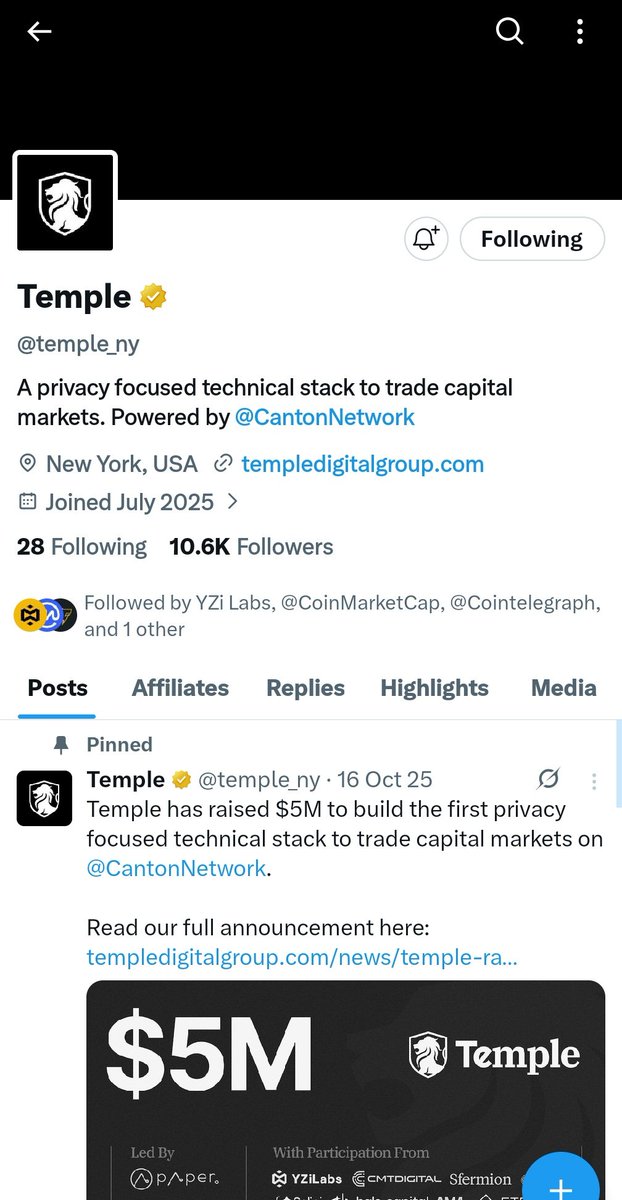 CryptoLigion's tweet photo. @ibcig @CantonNetwork @temple_ny Followed this new DEX https://t.co/p4fgrrPJcD