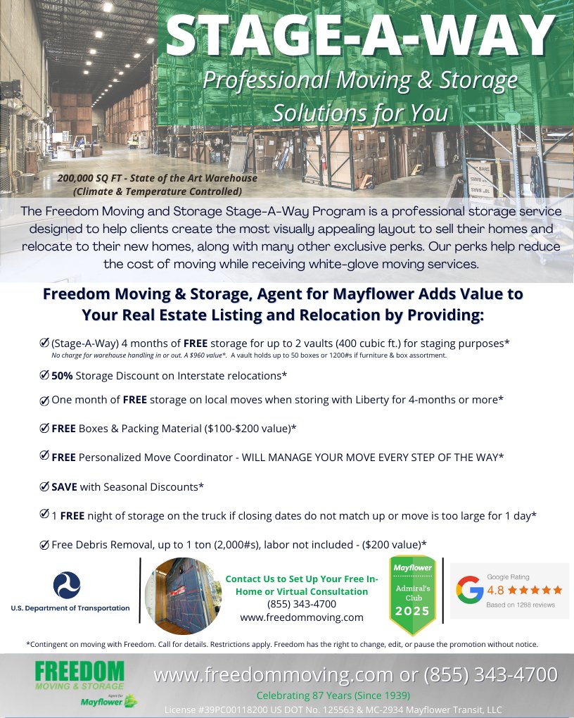 FreedomMoving's tweet photo. Just listed your home or recently sold it? Keep an eye on your mailbox — our postcard is heading your way with exclusive moving perks and savings. Know someone who’s moving? Forward our perks as well. Connect with us at (855) 343-4700 or explore https://t.co/39c3RduwB6.
#movers https://t.co/WuO1EchjBF