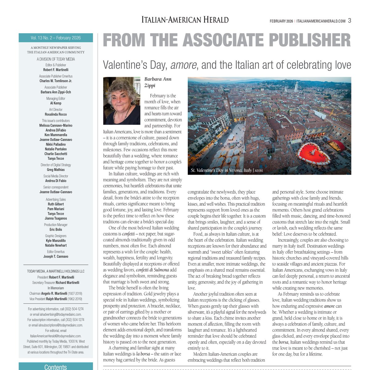 Our Associate Publisher, Barbara Ann Zippi, takes a look at the Italian art of celebrating love. 

And what better way to celebrate love than with a wedding! 

Read here to learn about Italian wedding traditions that are still part of modern ceremonies. italianamericanherald.com/valentines-day…