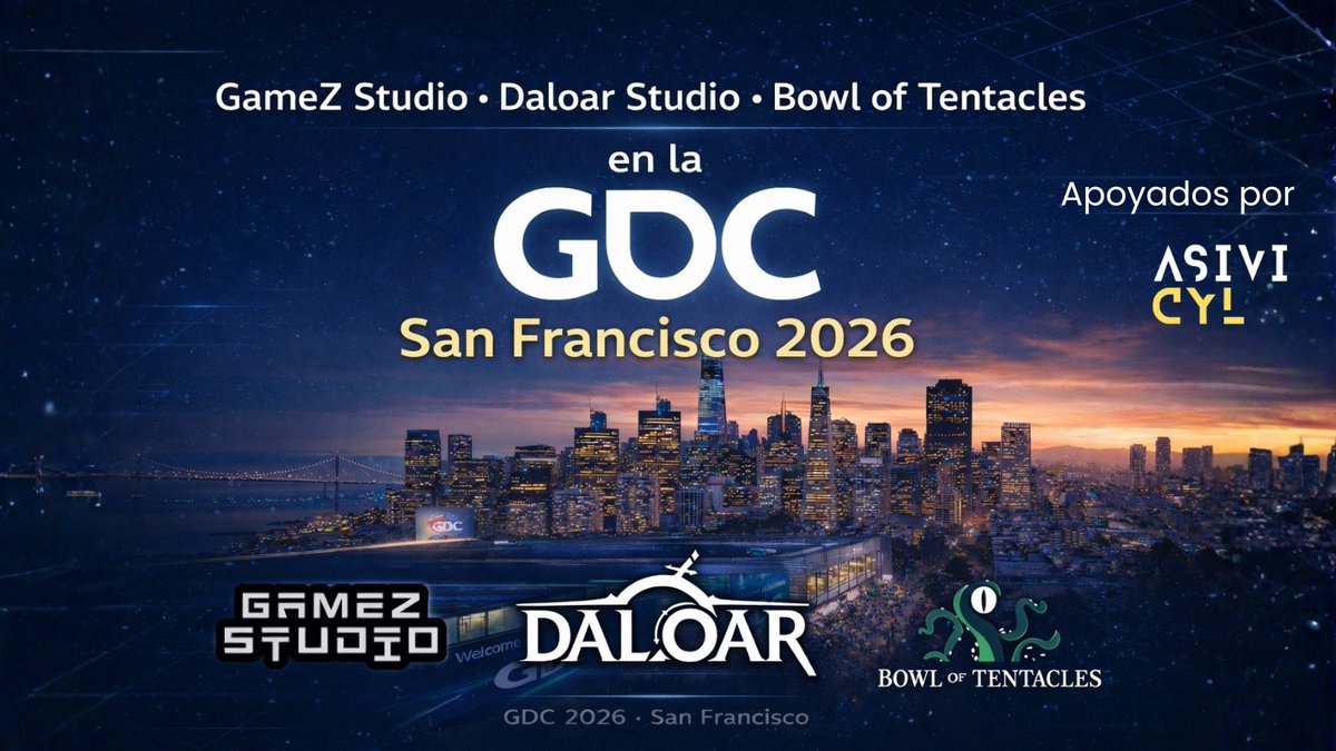 ✈️ El talento del videojuego de Castilla y León estará presente en @official_gdc

Impulsando la internacionalización del sector y su conexión con la industria global

Gracias al apoyo de la Consejería de Industria de <a href="/jcyl/">Junta de Castilla y León</a> 

#GDC #gamedeveloperconference #nosimpulsajcyl