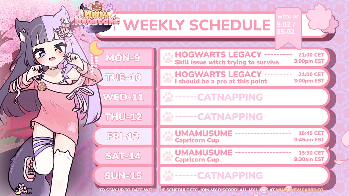 I deeply apologize but due to a change in my working hours I am forced to move Thursday's stream to Saturday 💫 I hope to see you then ❤️‍🩹🐾 New updated schedule: