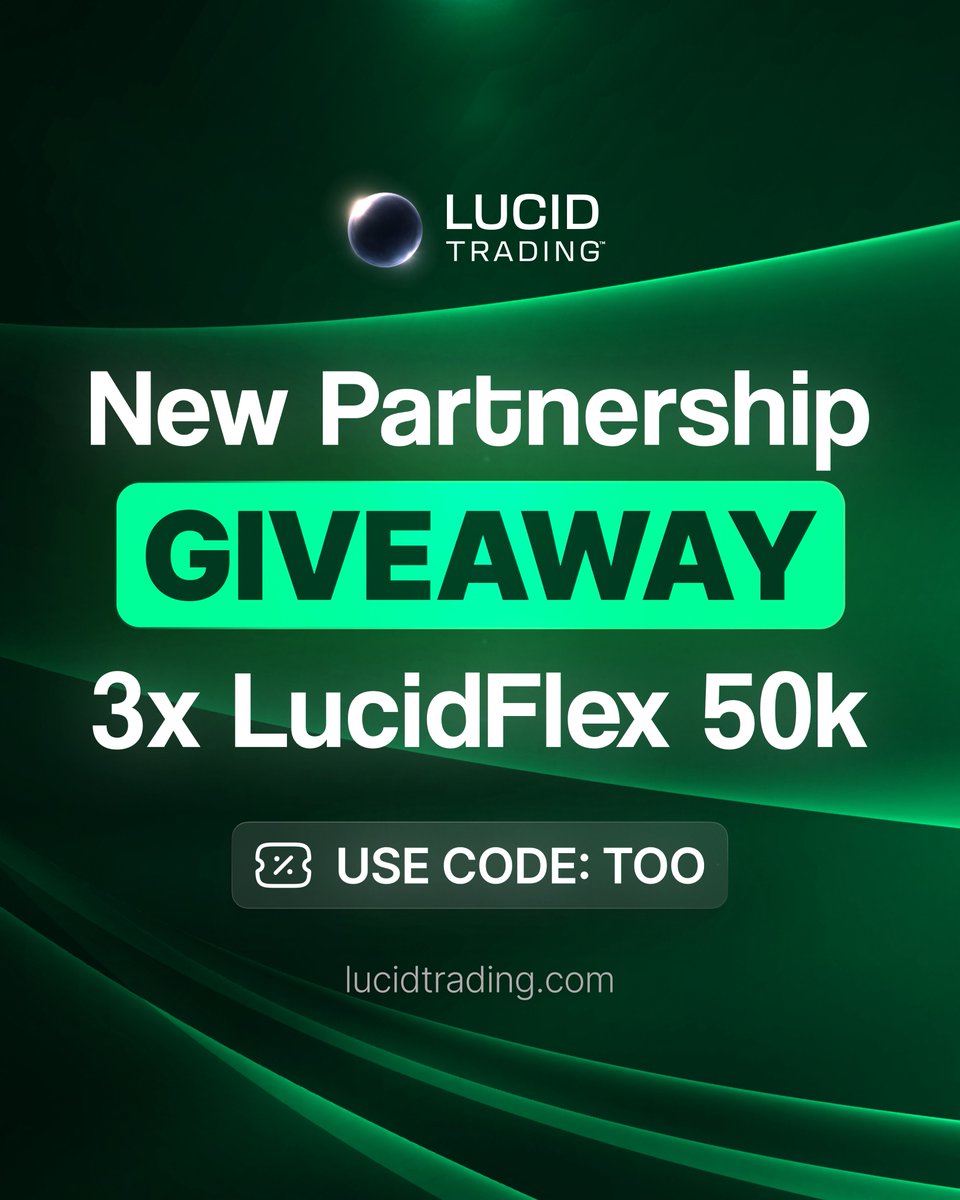 Partnered with <a href="/TradingLucid/">Lucid Trading</a> !

Multiple evaluation paths. EOD drawdown. Flexible payout structure. Built for how traders actually trade.

Giving away 3x $50k LucidFlex Accounts
- Follow us + <a href="/TradingLucid/">Lucid Trading</a>
- Tag someone who deserves funding

Winners in 3 days.