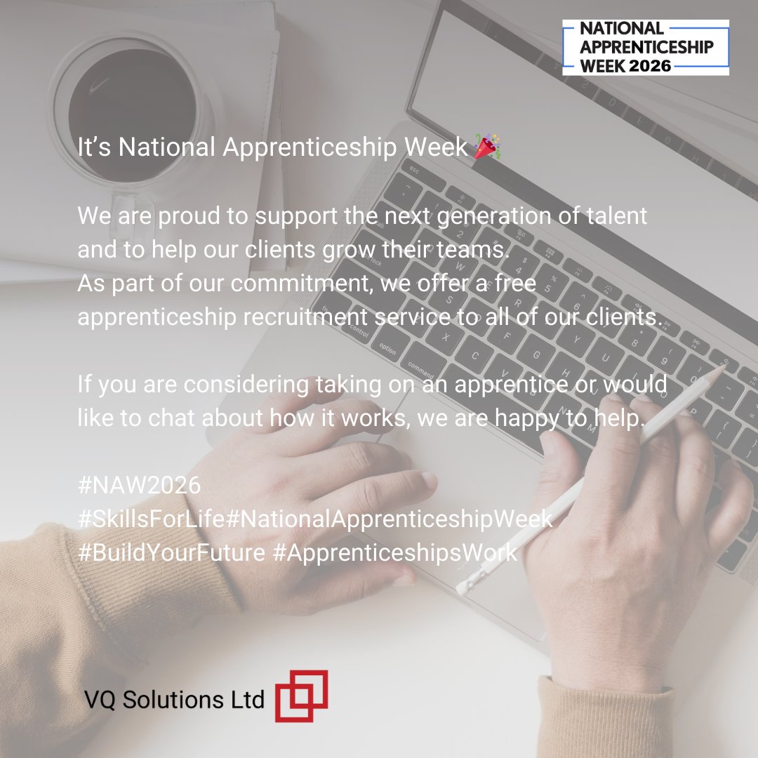 vqsolutions's tweet photo. Did you know we offer a free recruitment service as part of our apprenticeship delivery? We are happy to talk you through the process if you'd like to call us on 01423 740006.

#NAW2026 #Employertuesday #Skillsforlife https://t.co/xztNDxKhSp