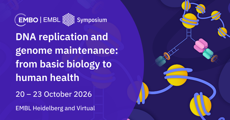 EMBLEvents's tweet photo. Do you work in DNA replication, genome maintenance, chromosome organisation, chromatin maintenance, or a related field? 🧬

Join us for 'DNA replication and genome maintenance: from basic biology to human health' – submissions are welcome from researchers at all career stages!