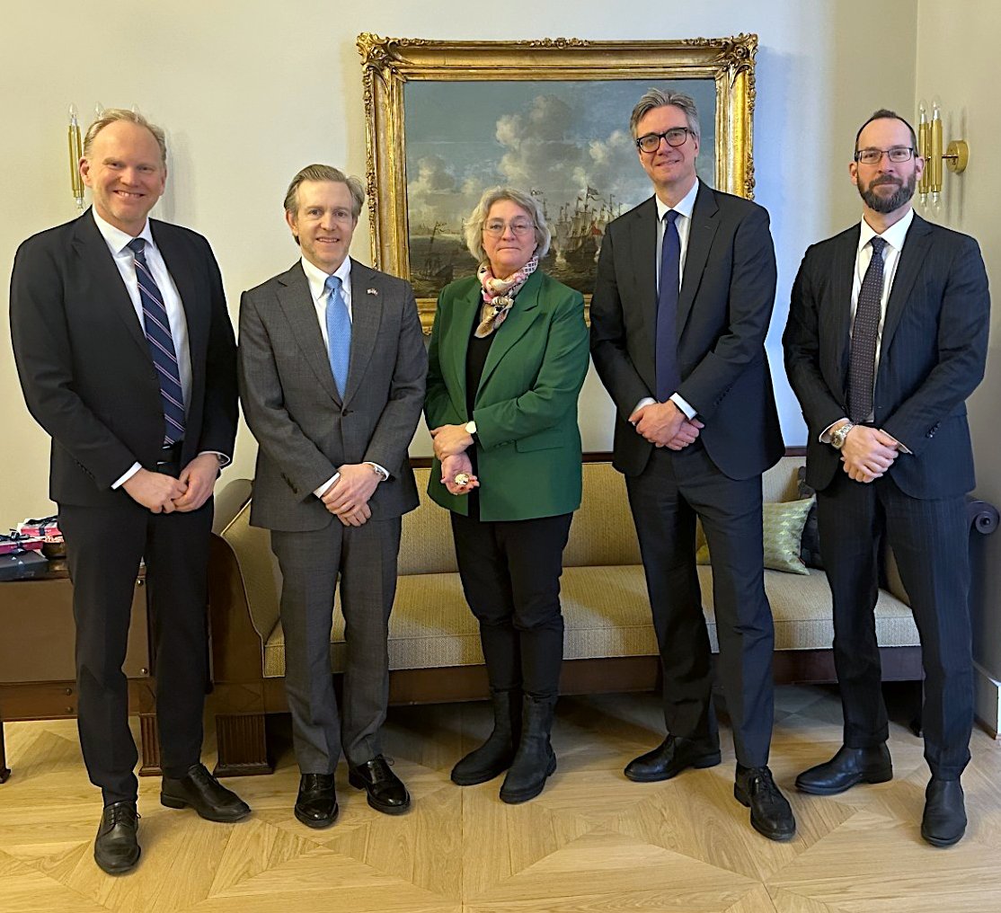 USAmbDenmark's tweet photo. In an era of shifting geopolitics, Denmark’s maritime sector stands as a cornerstone of our shared security. Thank you to @DanishShipping and CEO @AnneHSteffensen for a great meeting on how Danish shipping is evolving beyond commerce to become a key pillar of #TotalDefense. https://t.co/OL6RJcRIo7