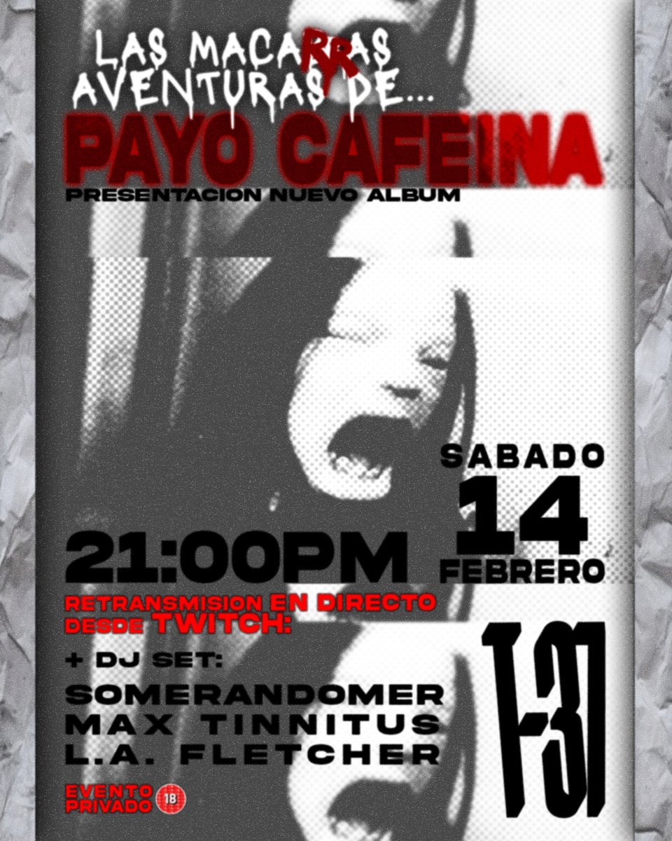 SÁBADO 14 DE FEBRERO A LAS 21:00 
EVENTO EN DIRECTO DESDE TWITCH.
¡NO OS LO PERDÁIS! 🔥👁️🔥twitch.tv/ttreintaysiete