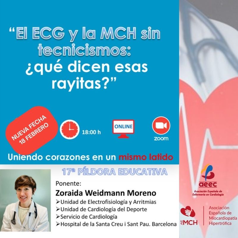 AEEC_enfcardio's tweet image. 📣 ¡Atención!📣 ¡Cambio de fecha 17ª Píldora Educativa!. "EI ECG y la MCH sin tecnicismos: ¿qué dicen esas
rayitas?" con Zoraida Weidmann Moreno. Modera: Susana Portela y Ana Martín.

📆 18/2/26
⏰ 18:00h | Online

Link: us06web.zoom.us/j/82125984896?…

#AEEC #Enfermeriacardiovascular