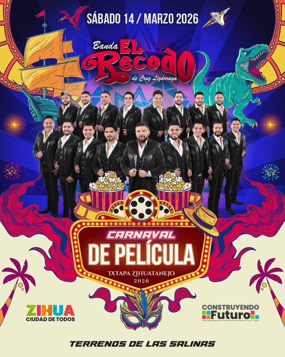 🎺🎶 La música que enciende el carnaval llega con Banda El Recodo de Cruz Lizárraga, este sábado 14 de marzo, como parte del #CarnavalDePelícula2026.

Una noche para cantar, bailar y disfrutar de uno de los grandes exponentes de la música de banda. 🎉✨

#CiudadDeTodos