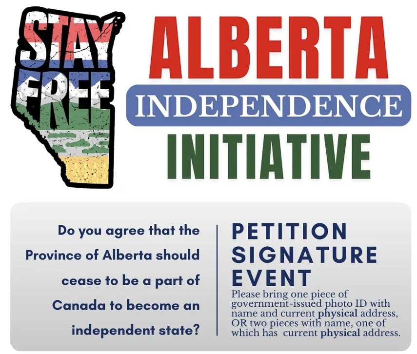 Why do you suppose after meeting with Trump officials, Alberta separatists quietly switched  their referendum question from wanting Alberta to become a ”sovereign country” to becoming an ”independent state”?

Like the 51’st state? Like Puerto Rico with no elected representatives?