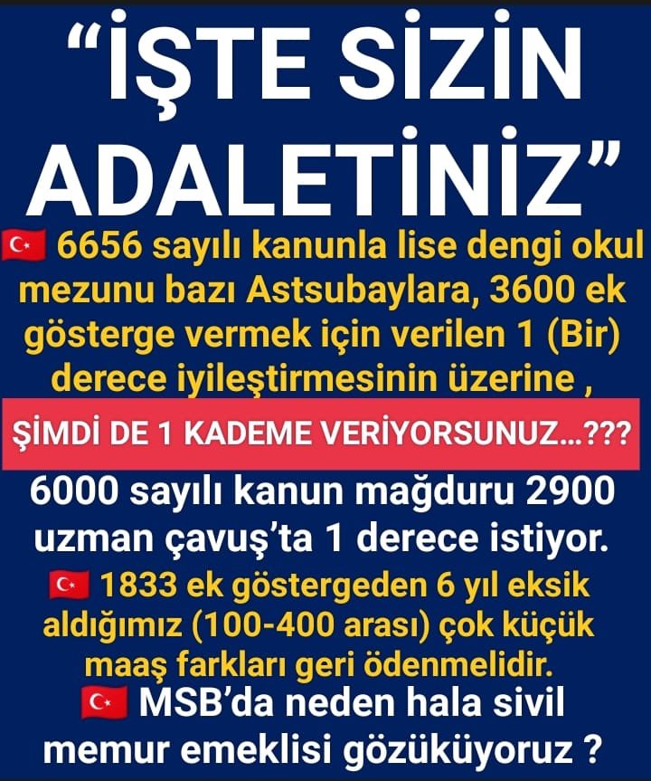 <a href="/znur81547183830/">Hikmet YİĞİT</a> <a href="/Kadir166019/">Kadir</a> <a href="/ibrahim_0634/">İbrahim Akduman (1)</a> @Den16467976Omer <a href="/MuratNR3/">Murat ÖNÜR</a> <a href="/RTErdogan/">Recep Tayyip Erdoğan</a> <a href="/MHP_Bilgi/">MHP</a> <a href="/MhpTbmmGrubu/">MHP TBMM Grubu #MHP</a> <a href="/dbdevletbahceli/">Devlet Bahçeli</a> <a href="/yasaryldrmMHP/">Yaşar Yıldırım</a> <a href="/buyukataman/">İsmet Büyükataman</a> <a href="/erkanakcay45/">Erkan Akçay</a> <a href="/E_SemihYalcin/">E. Semih Yalçın</a> <a href="/sadirdurmaz/">Sadir Durmaz 🇹🇷</a> <a href="/UlviYonter/">Dr.İzzet Ulvi YÖNTER</a> <a href="/ismailozdemirrr/">İsmail ÖZDEMİR 🇹🇷</a> <a href="/muharremvarli01/">Muharrem VARLI</a> <a href="/AyseSibelErsoy/">Ayşe Sibel Ersoy🇹🇷</a> <a href="/MehmetTaytakMHP/">Mehmet Taytak</a> <a href="/MevltKarakaya25/">Mevlüt Karakaya</a> <a href="/tcbestepe/">T.C. Cumhurbaşkanlığı</a> <a href="/tcsavunma/">T.C. Millî Savunma Bakanlığı</a> <a href="/aerdemcantimur/">Abdullah Erdem Cantimur</a> <a href="/heybetmusa/">Musa HEYBET</a> <a href="/SuayAlpay/">Şuay Alpay🇹🇷</a> <a href="/hulusiakarmedya/">Hulusi AKAR</a> <a href="/TSKGnkur/">TSK</a> <a href="/mehmetucum/">Mehmet Uçum</a> <a href="/Akparti/">AK Parti</a> <a href="/memetsimsek/">Mehmet Simsek</a> <a href="/valisalihayhan/">Salih AYHAN</a> <a href="/iletisim/">T.C. İletişim Başkanlığı</a> <a href="/burhanduran/">Burhanettin Duran</a> #UzmanÇavuş
#UzmanÇavuşlar
#EmekliUzmanÇavuşlar
<a href="/RTErdogan/">Recep Tayyip Erdoğan</a>
<a href="/tcsavunma/">T.C. Millî Savunma Bakanlığı</a>
<a href="/tcbestepe/">T.C. Cumhurbaşkanlığı</a>
<a href="/TC_icisleri/">T.C. İçişleri Bakanlığı</a>
<a href="/_cevdetyilmaz/">Cevdet Yılmaz</a>
<a href="/TBMMGenelKurulu/">TBMM Genel Kurulu</a>
<a href="/Akparti/">AK Parti</a>
<a href="/nacibostanci/">M. Naci Bostancı</a>
<a href="/akbasogluemin/">Av. M.Emin AKBAŞOĞLU 🇹🇷</a>
<a href="/AliYerlikaya/">Ali Yerlikaya</a>
<a href="/UlviYonter/">Dr.İzzet Ulvi YÖNTER</a>
<a href="/dbdevletbahceli/">Devlet Bahçeli</a>
<a href="/mustafaelitas/">Mustafa Elitaş</a>
<a href="/erkanakcay45/">Erkan Akçay</a>
<a href="/TEMUD_2024/">Türkiye Emekli Uzman Erbaşlar Derneği (TEMUD)</a>
<a href="/alitilkici38/">Ali Tilkici 🇹🇷</a>
<a href="/memetsimsek/">Mehmet Simsek</a>