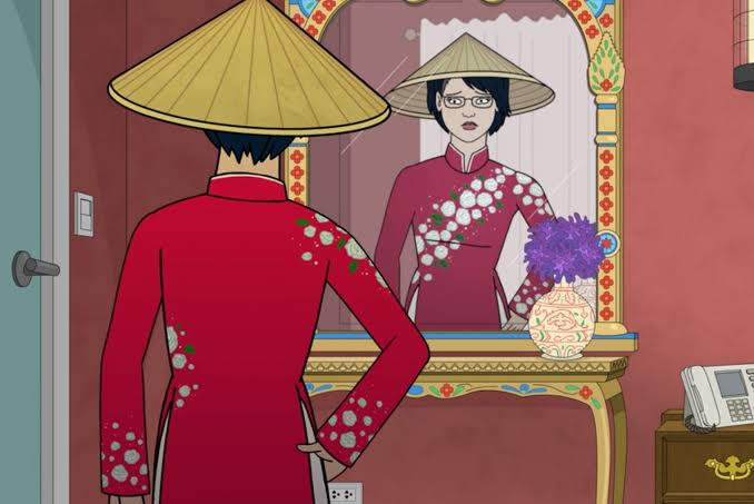 También es muy bueno el episodio de Bojack donde Diane, tras la ruptura, va a Vietnam a "conectar con sus raíces" pero no sabe ni hace parte de esa cultura