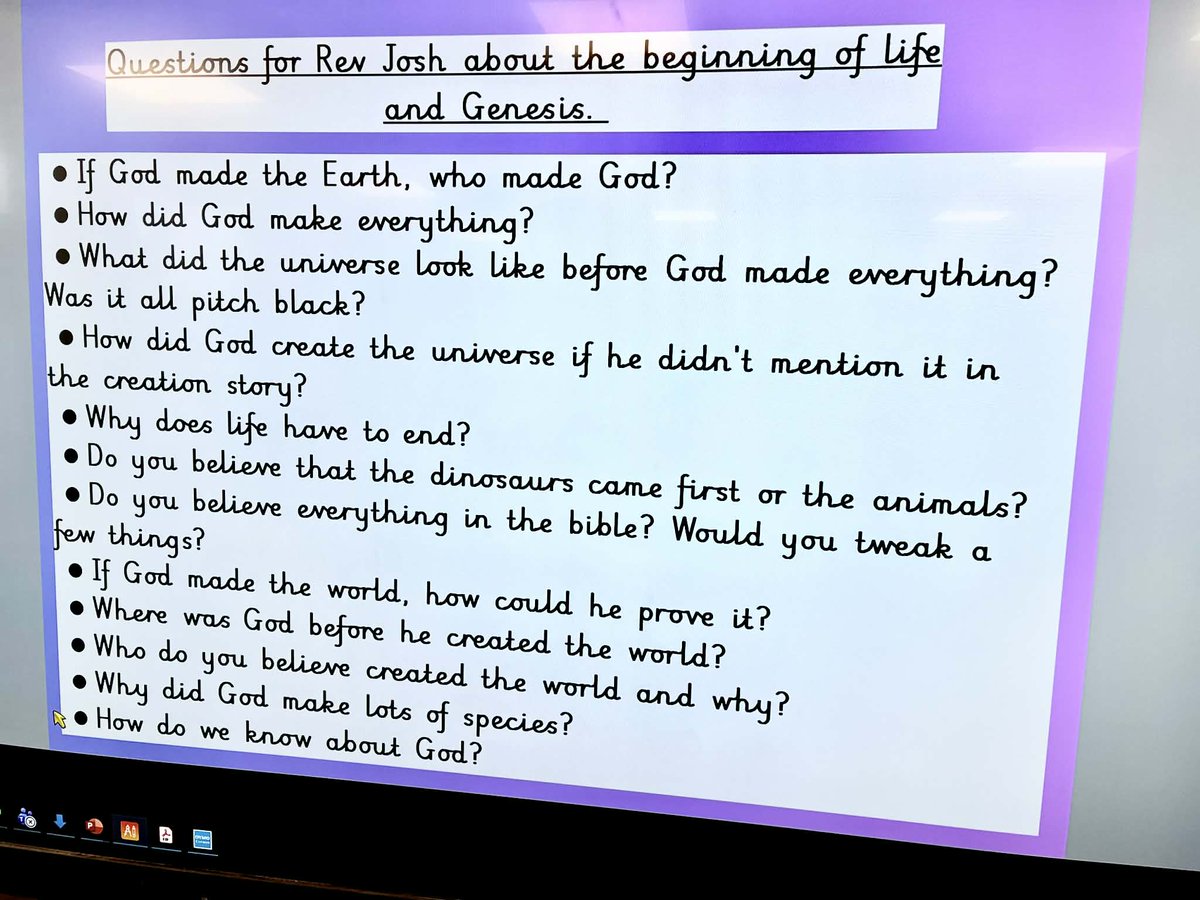 JoshuaPenduck's tweet photo. My experience today with answering the questions of 8, 9, and 10 year olds in school reminds me why it's vital for ministers to learn theology, philosophy and science. It took 20 years of rigorous study of these subjects to answer these in a way a child could understand. https://t.co/d04AIgt0Bi