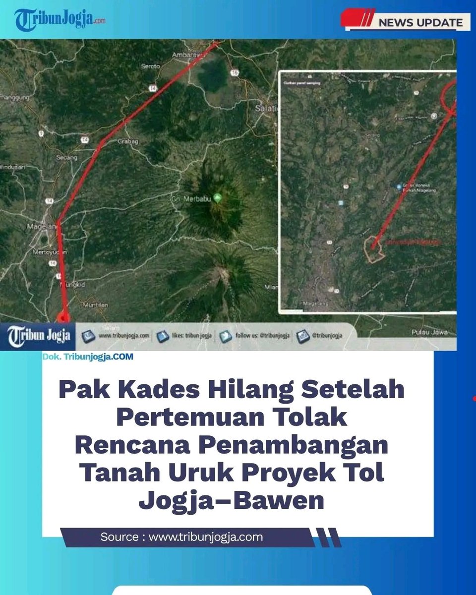 Perlu dikawal ini❗

KADES SAMBENG BOROBUDUR HILANG DUA BULAN, TERKAIT POLEMIK TAMBANG TOL JOGJA-BAWEN

Kepala Desa Sambeng, Kecamatan Borobudur, Kabupaten Magelang, Rowiyanto, dilaporkan menghilang selama dua bulan tanpa kabar sejak 5 Desember 2025. la terakhir terlihat saat